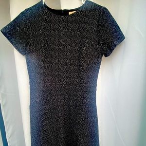 Black patterned short sleeve work dress
